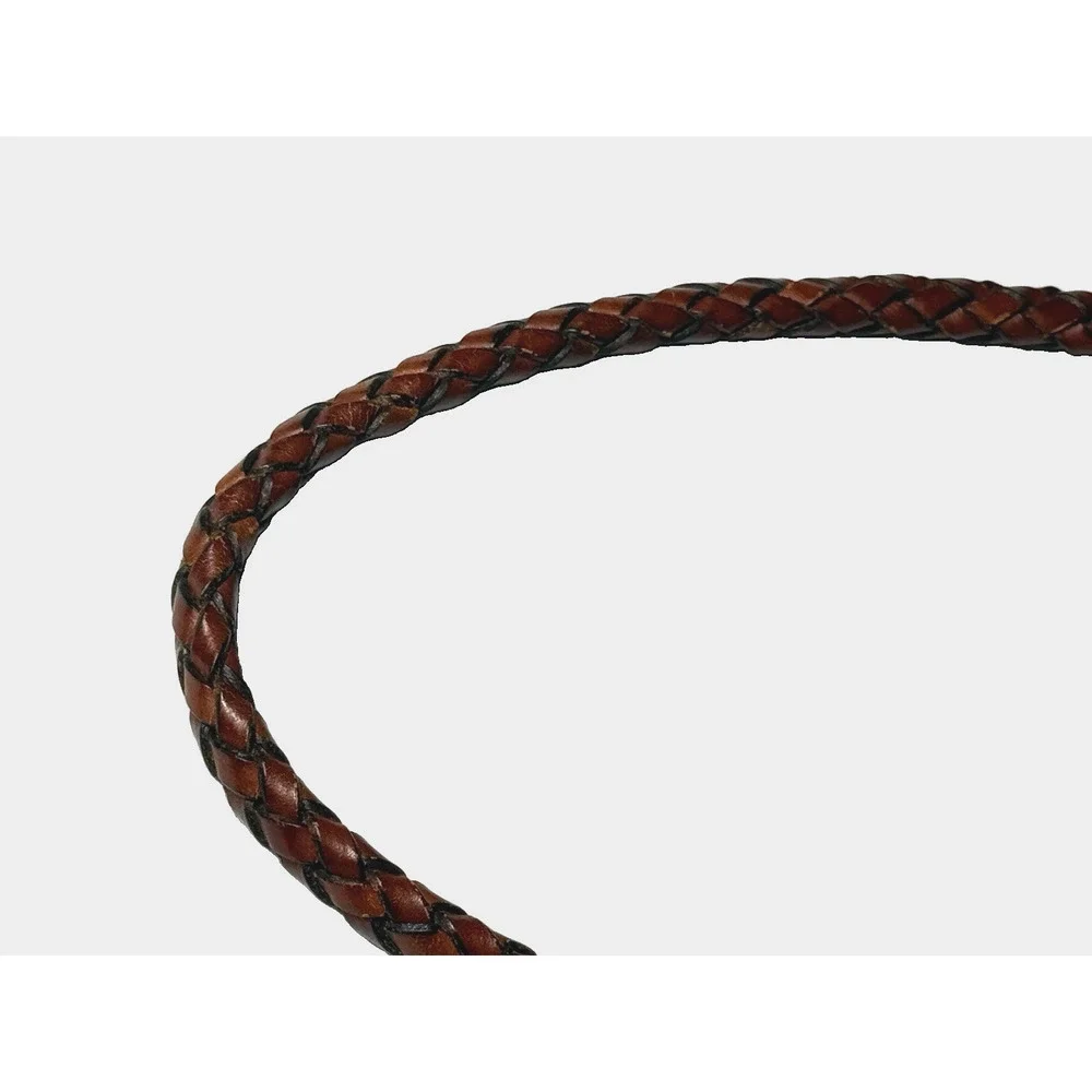 Vintage Fossil Leather Braided Belt Womens Size Large Brown Skinny 90s Rope